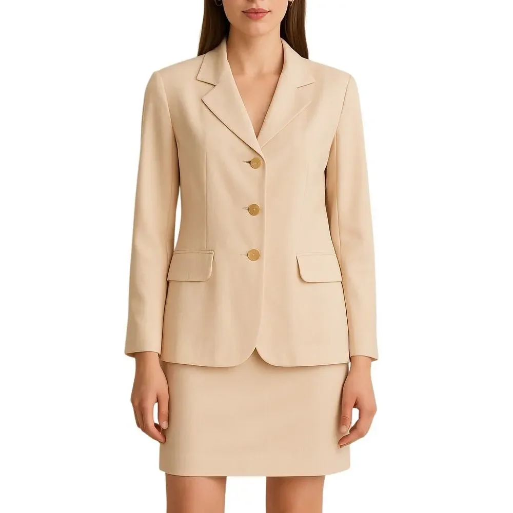 1980s Louis Feraud Light Pink Vintage Skirt Suit Blazer and Skirt Size 12